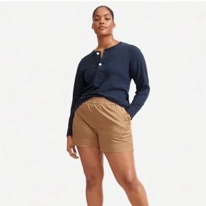 Everlane Long Sleeve ReCotton Henley in Navy Blue Sz XS